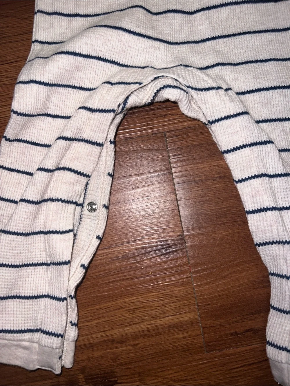 Old Navy Striped Cream Henley One-Piece Bodysuit